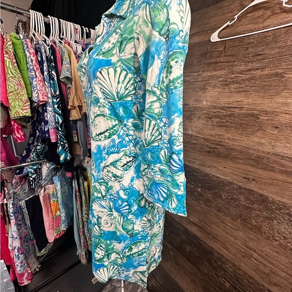 Banana Boat UPF 50+ Long Sleeve Blue and Green Monaco-Aqua Sundress Cover up - Picture 2 of 7